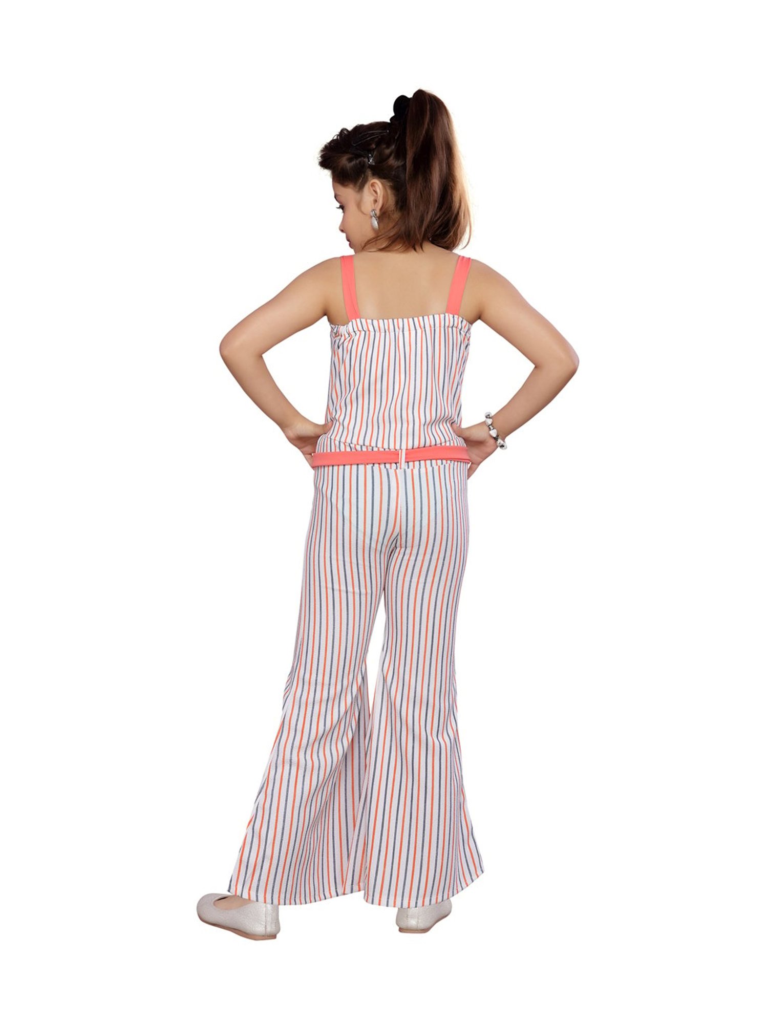 Aarika Kids Multicolor Striped Jumpsuit With Belt