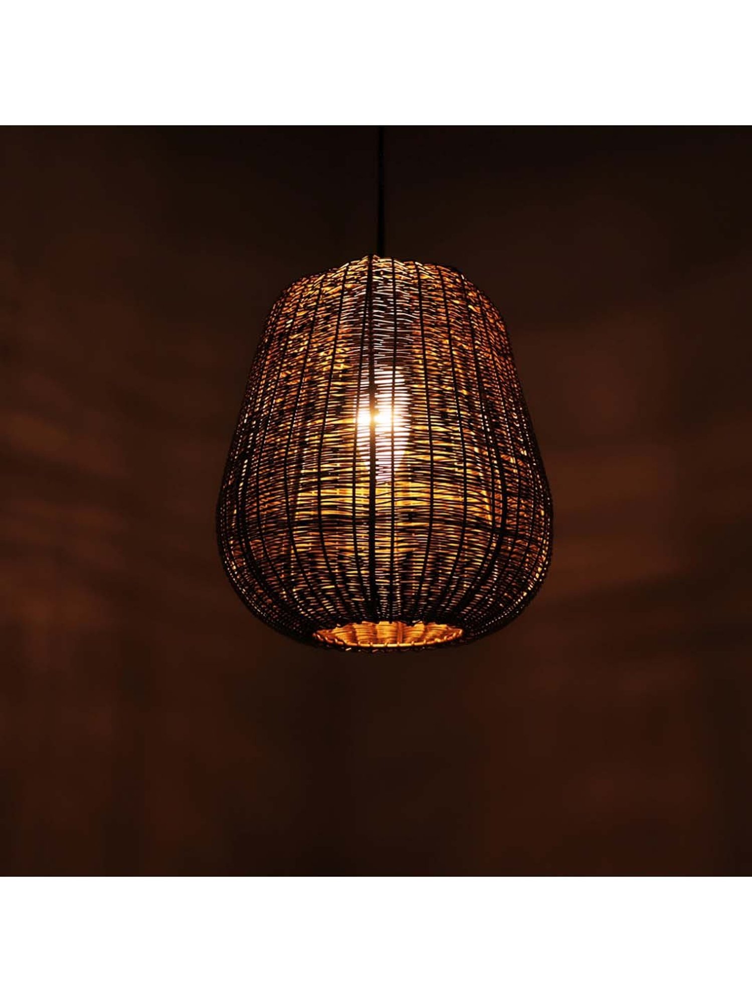 ExclusiveLane 'Mesmerising Mesh' Dark Brown Iron Hand-Etched Pendant Lamp - Set of 1