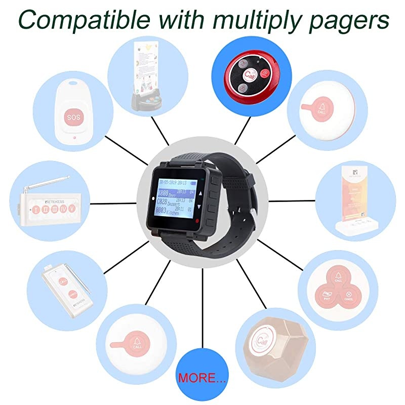 T128 Restaurant Pager SystemWireless Caregiver Call System10 4Key Waterproof Alert Call Buttons for WaiterCustomerStaffCaregiver