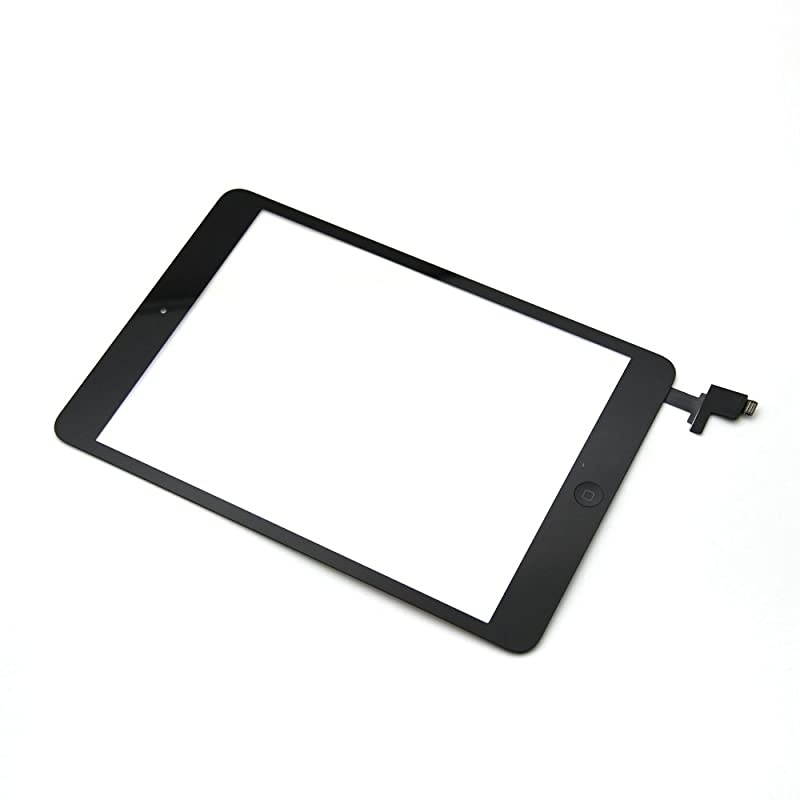 Black iPad Mini 1 or 2 Touch Screen Digitizer Complete Assembly with IC Chip Home Button Replacement with Tool kit Chips