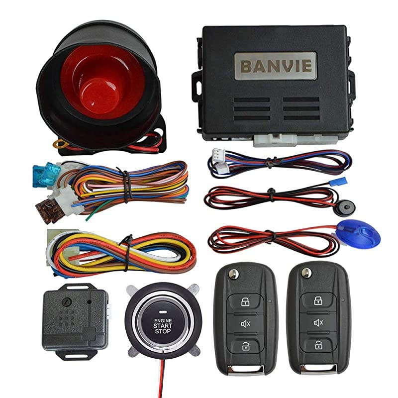 Car Alarm System with Remote Start & Push to Engine Start Stop Button