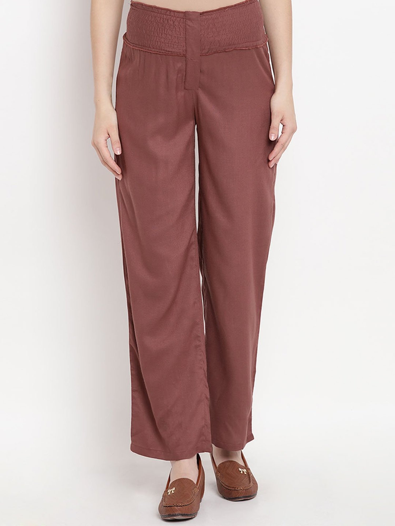 Mine4Nine Brown Maternity Trousers
