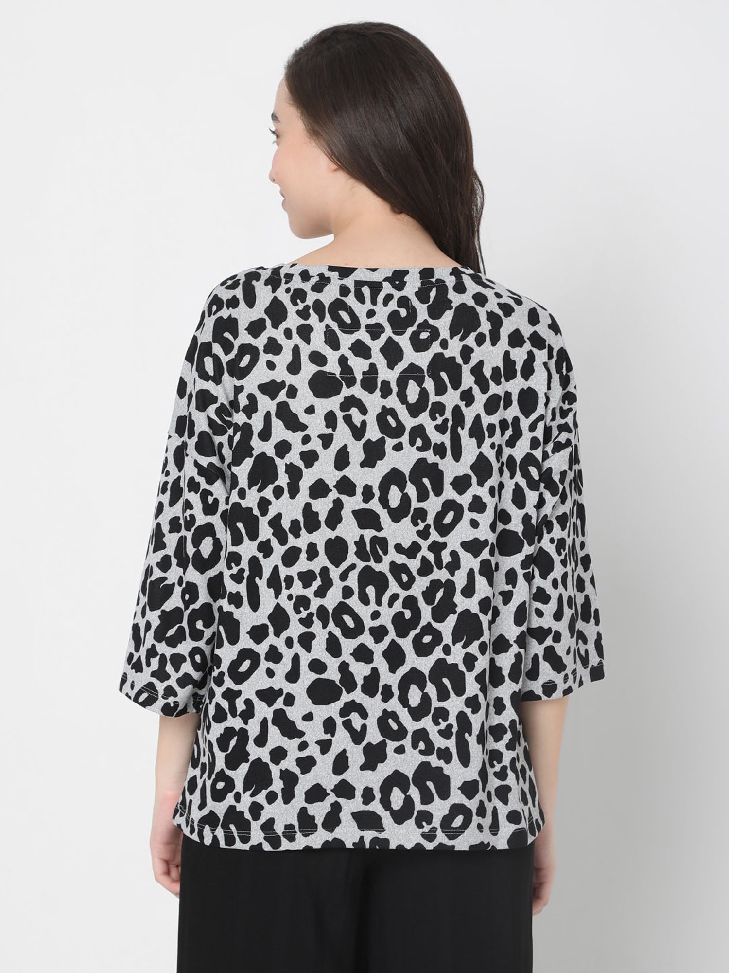 Vero Moda Grey & Black Printed Pullover