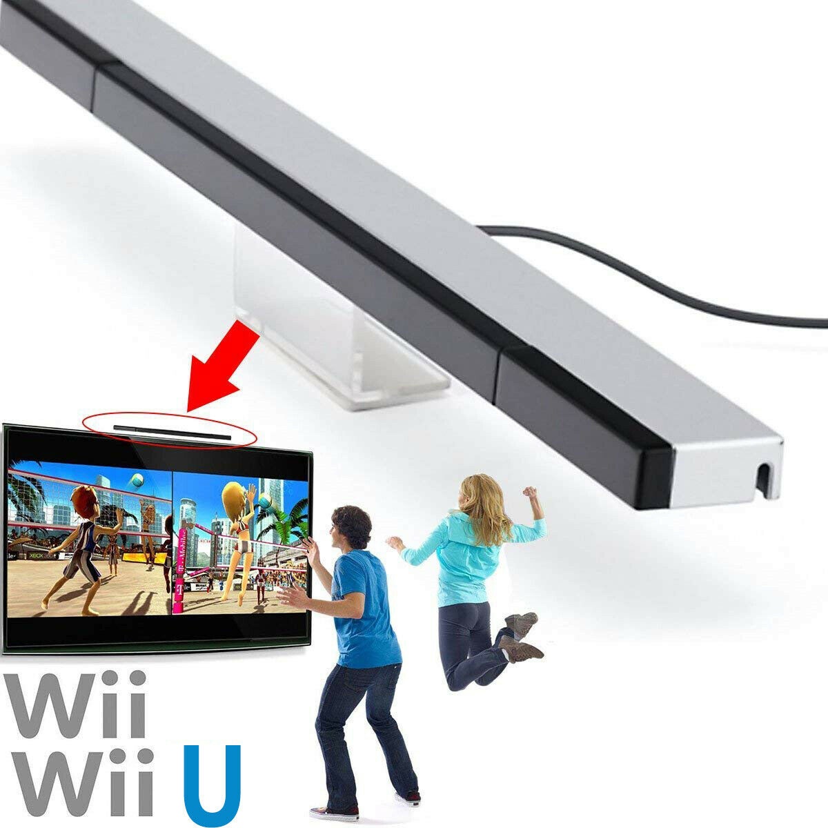 Wired Infrared Ultra Sensor Bar Extended Play Range for  Wii Control