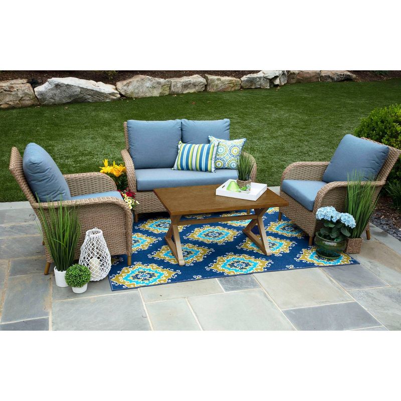 Tupelo 4pc Sunbrella Deep Seating Set Blue - Canopy Home and Garden