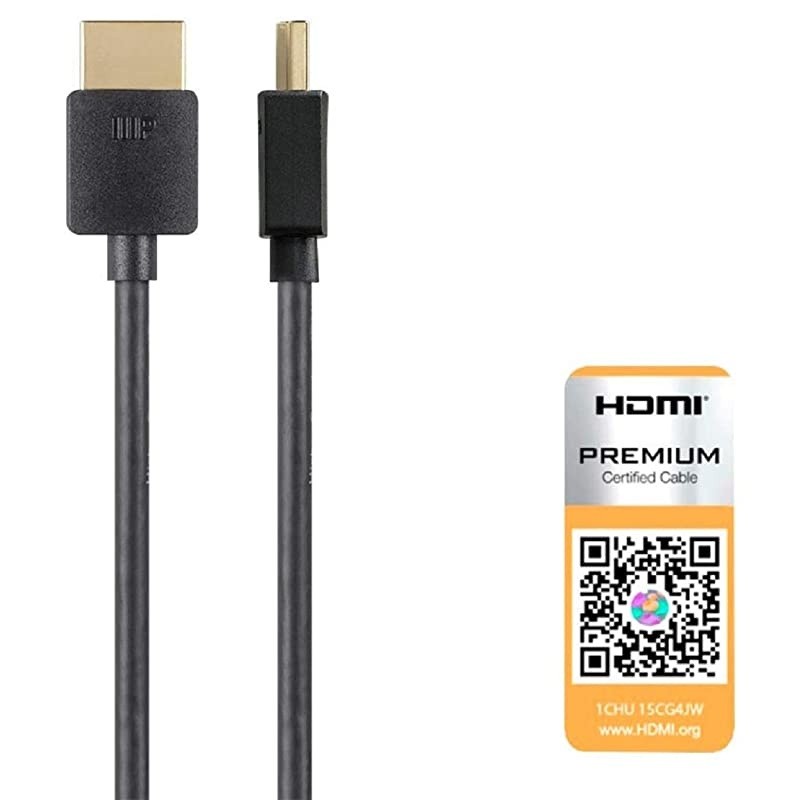 124188 High Speed HDMI Cable 8 Feet Black| Certified Premium 4K60Hz HDR 18Gbps 36AWG YUV 444 Ultra Slim Series