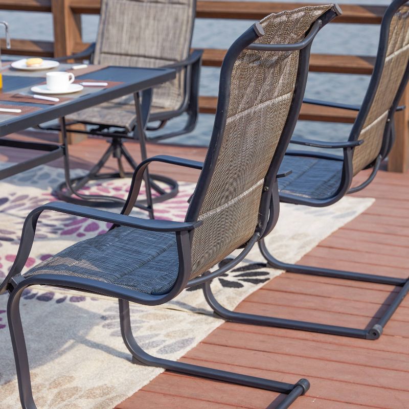 7pc Outdoor Steel Patio Dining Sets Gray - Lokatse