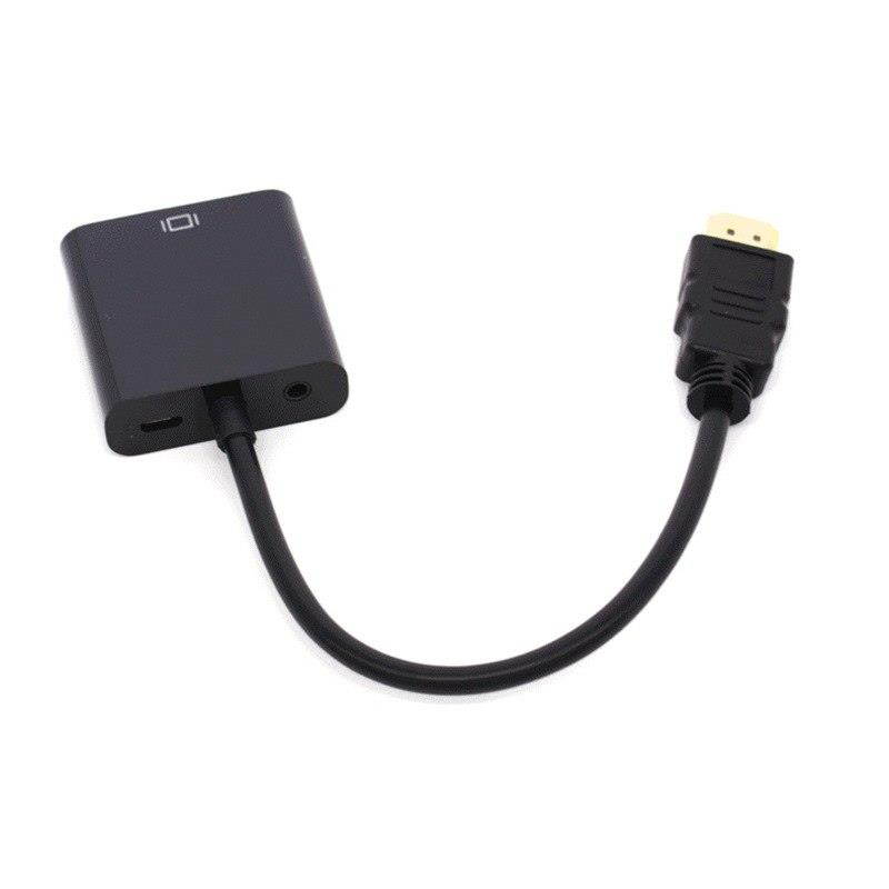 Black HDMI to VGA Adapter Digital to Analog Audio Converter M/F Video Cable for Xbox 360 PS3 PS4 PC Laptop TV Box to Projector