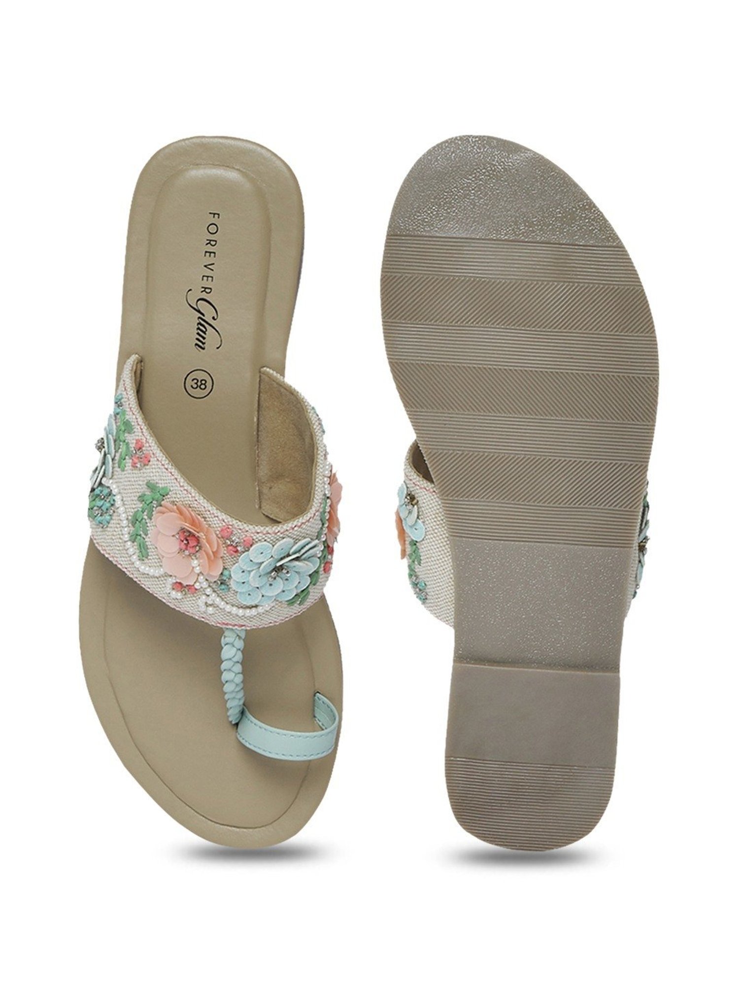 Forever Glam by Pantaloons Women's Sky Blue Toe Ring Sandals