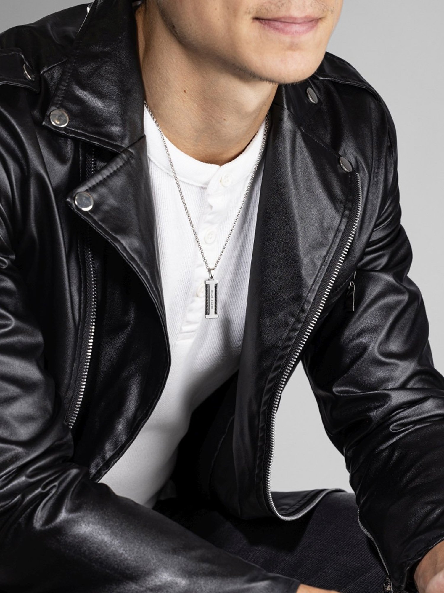 Police Silver-Plated Pretentious Ii Polished Stainless Steel Gun Cable Necklace for Men