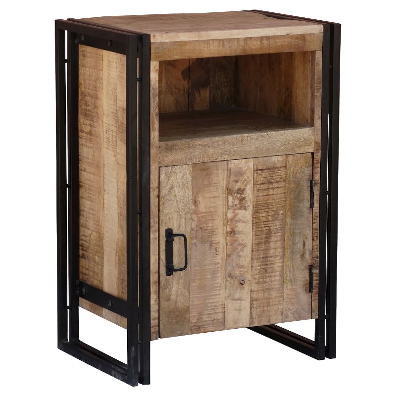 Industrial Reclaimed Wood and Iron 1 Door Accent Table (31.5H x 22W x 16D) Natural - Timbergirl