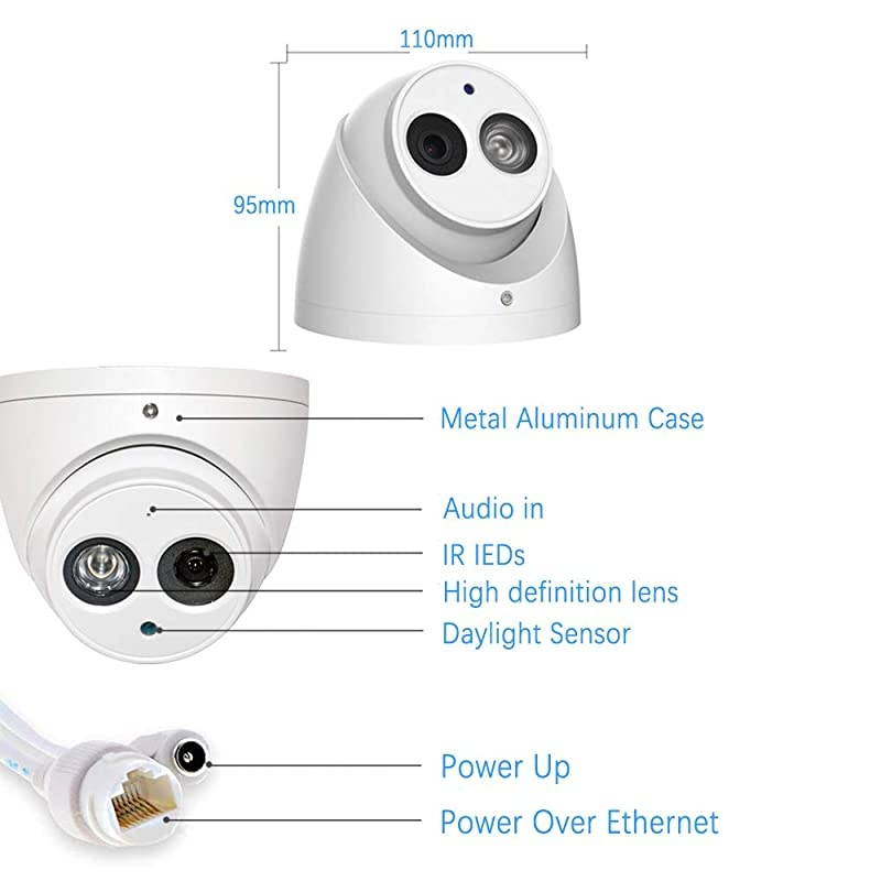 POE IP Camera IPCHDW4631CA 28mm Indoor Outdoor Dome Security Camera with Audio Builtin Mic IR Night Vision 50m H265 IP67 WDR 3D DNR