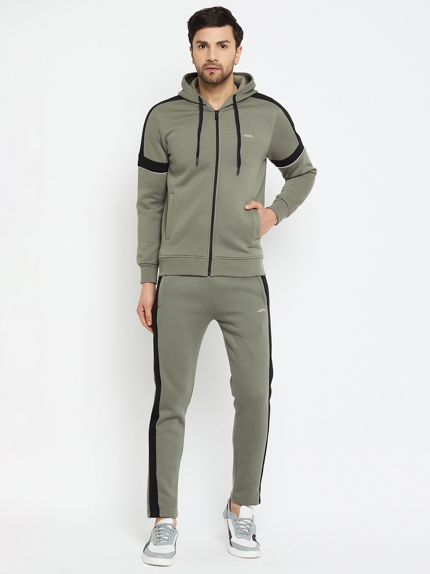 Okane Olive Regular Fit Colour Block Tracksuit