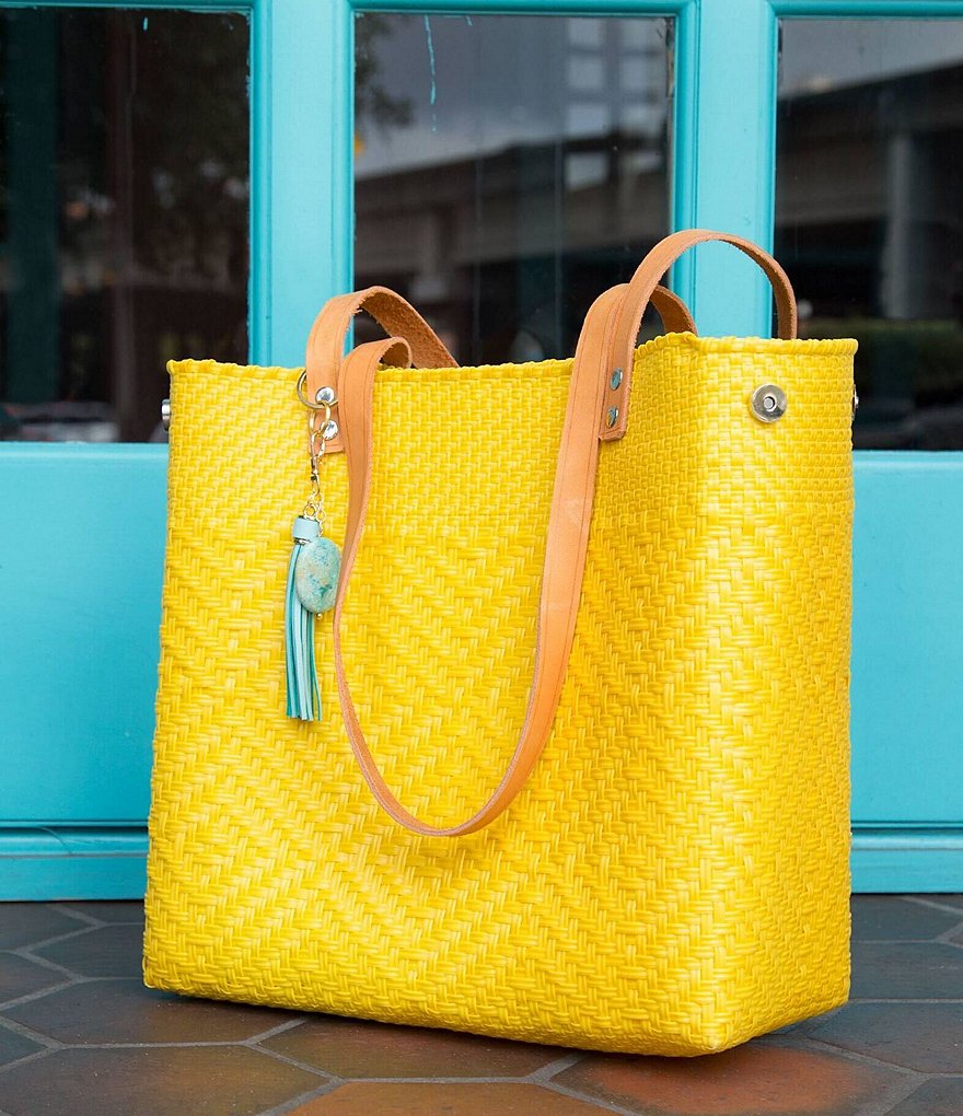 Barse Tote Bag with Genuine Stone and Tassel