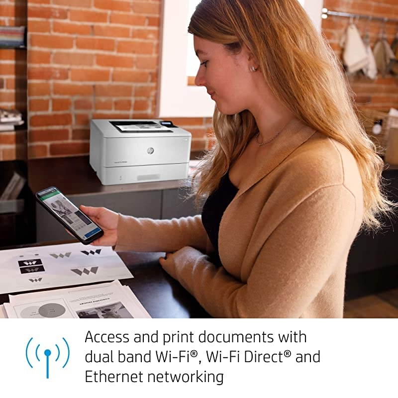 LaserJet Pro M404dw Monochrome Wireless Laser Printer with Double-Sided Printing (W1A56A)