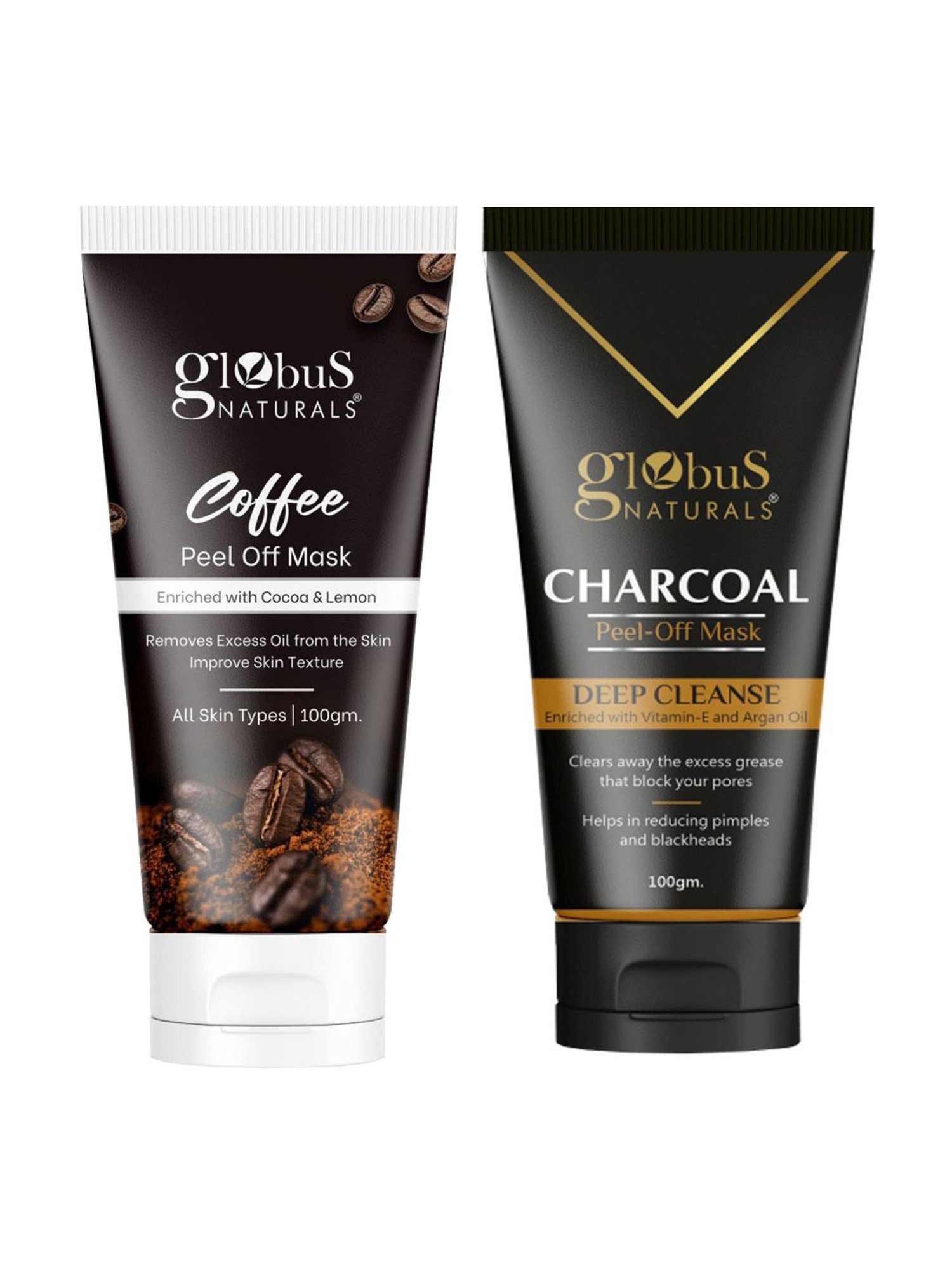 Globus Naturals Coffee & Charcoal Peel-Off Mask Combo