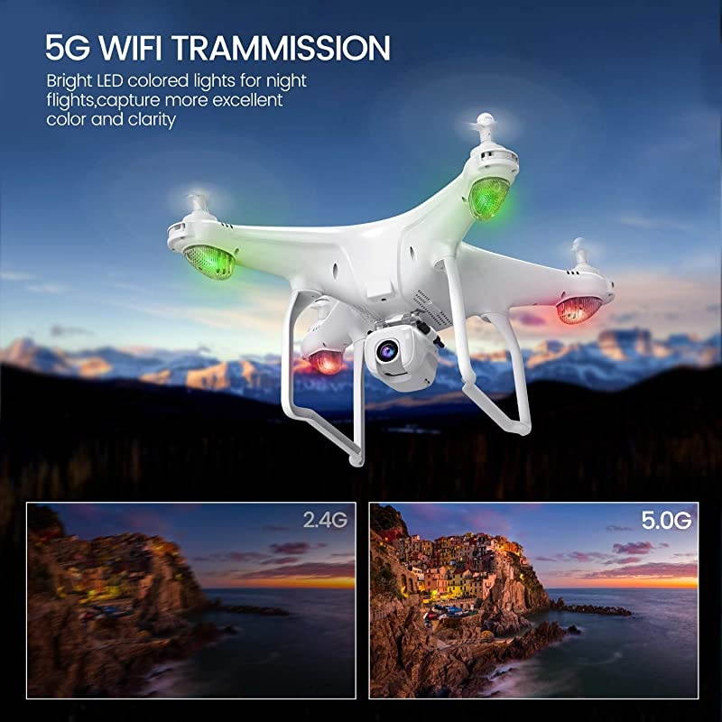 D58 GPS Drone with Camera for Adults 2K FHD, 5G WiFi Live Transmission, FPV RC Quadcotper for Beginner/Expert, Auto Return, 120 Angle Adjustable 90&deg; Lens, 18mins Flight Time, Follow Me