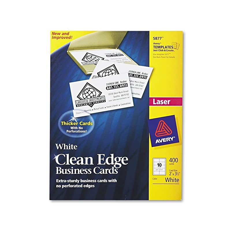 Printable Business Cards Laser Printers 400 Cards 2 x 35 Clean Edge 5877 White