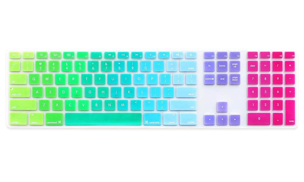 ProElife Silicone Full Size Ultra Thin Keyboard Cover Skin for Apple iMac Keyboard with Numeric Keypad Wired USB MB110LL/B--A1243 (Rainbow)