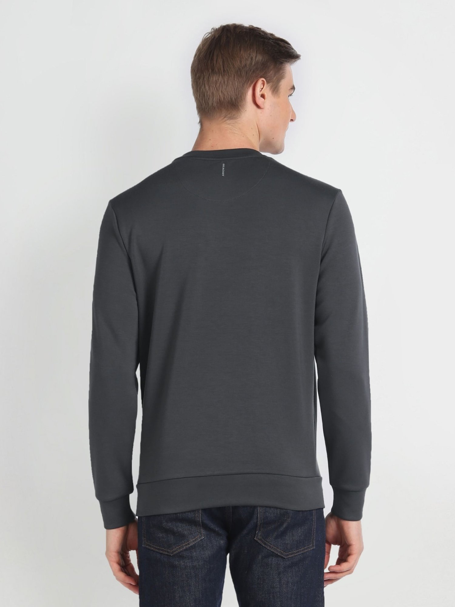 Arrow New York Grey Regular Fit Printed Sweatshirt
