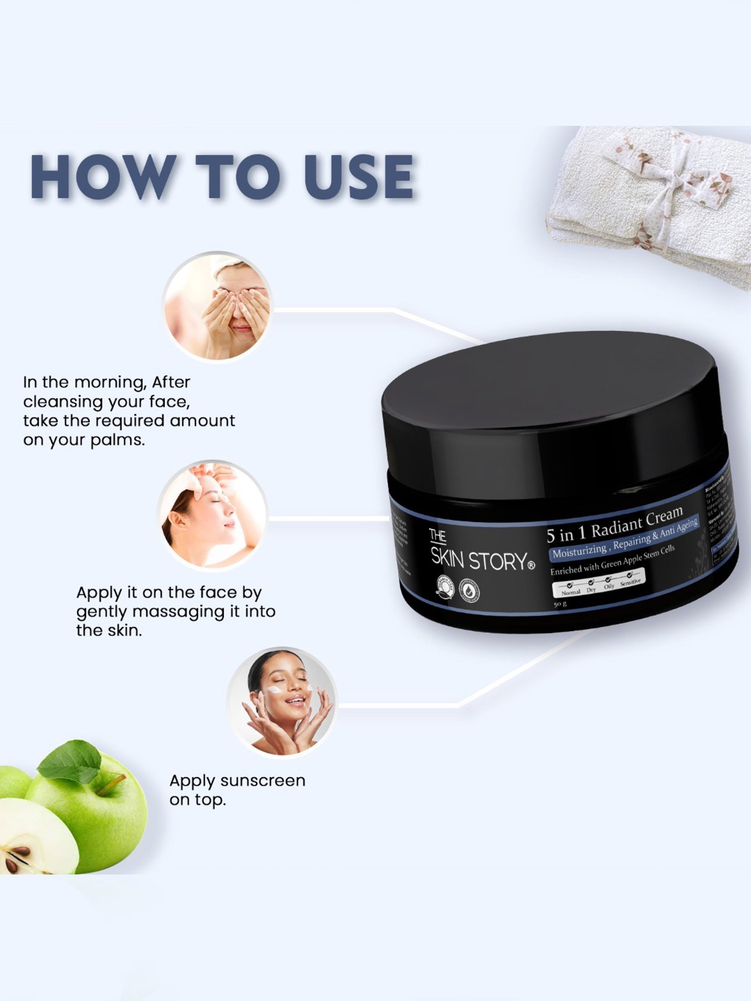 The Skin Story Green Apple Stem Cells 5 in 1 Radiant Cream - 50 gm