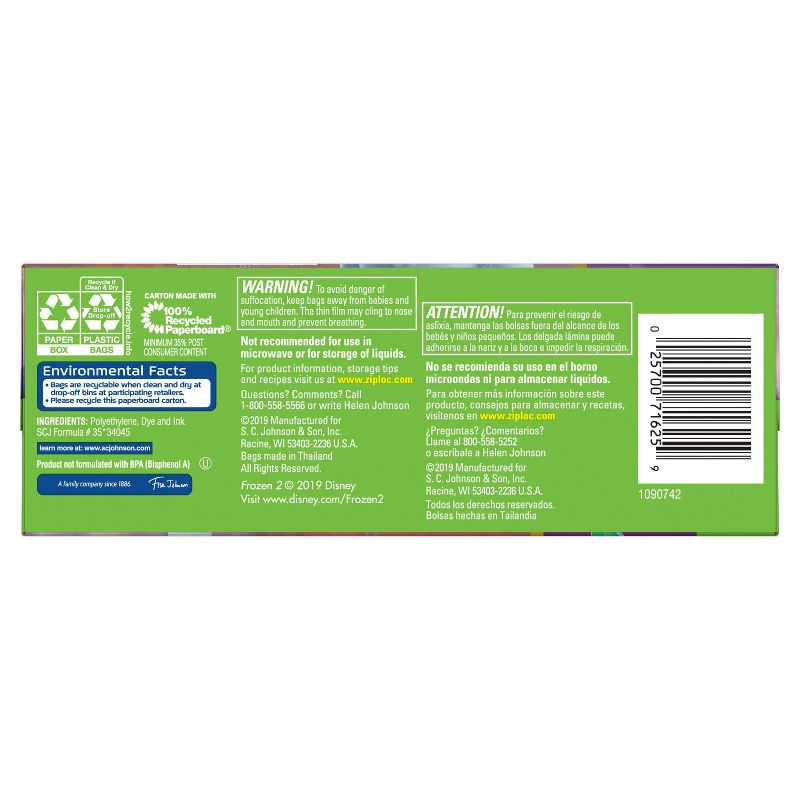 Ziploc Brand Sandwich Bags - Disney's Frozen 2 - 66ct