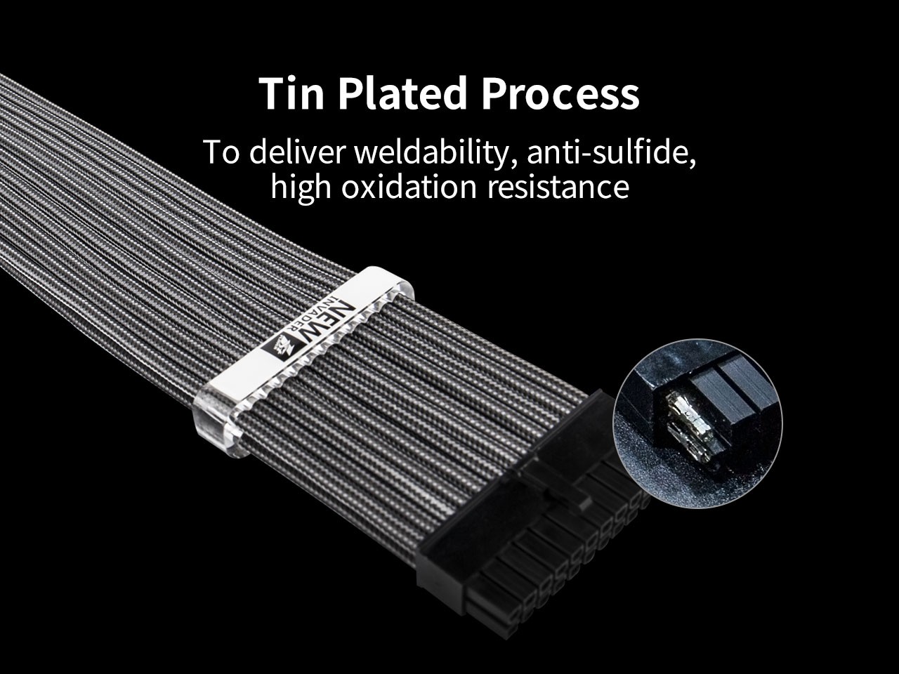 Graphics Card 6+2Pin 8Pin Male to Male Adapter Power Cable for Great Wall Dragon Module Power Supply with Net Cover,Black,about 58cm