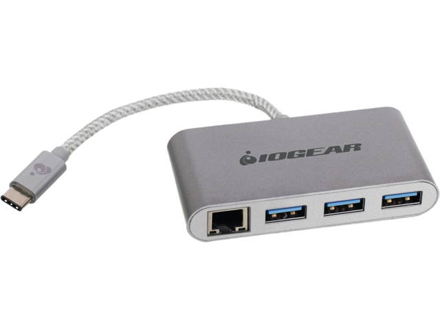 IOGEAR GUH3C34 HUB-C Gigalinq USB-C to USB-A Hub with Ethernet Adapter