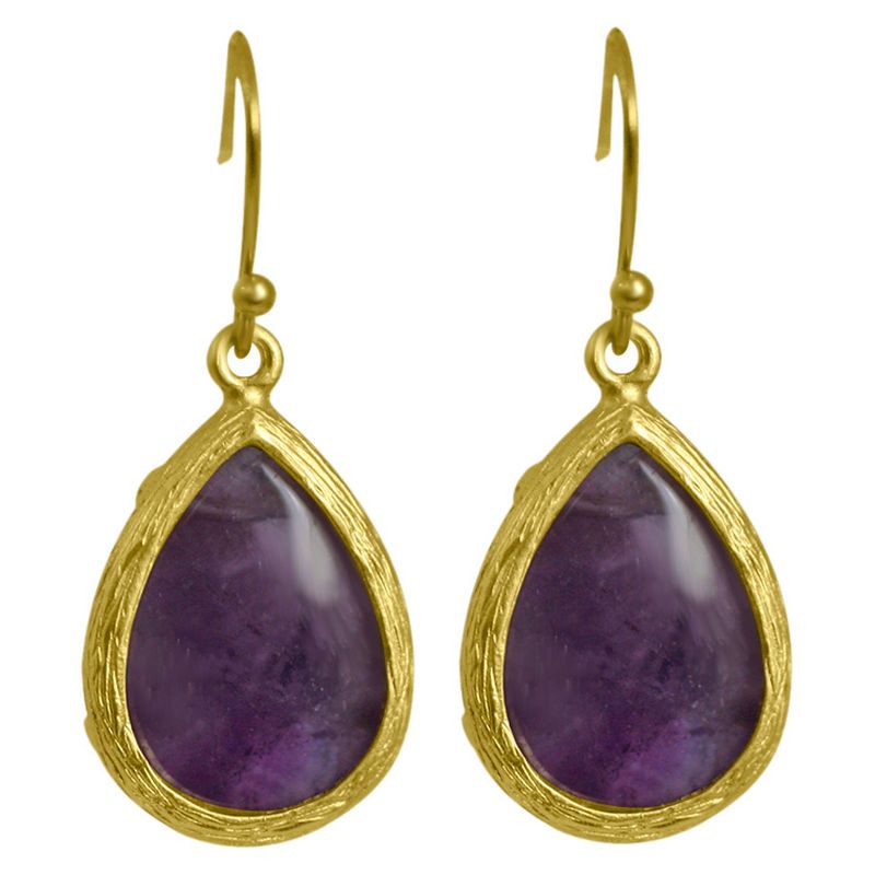 Zirconite Elongated Pear Shape Drop Earring - Amethyst
