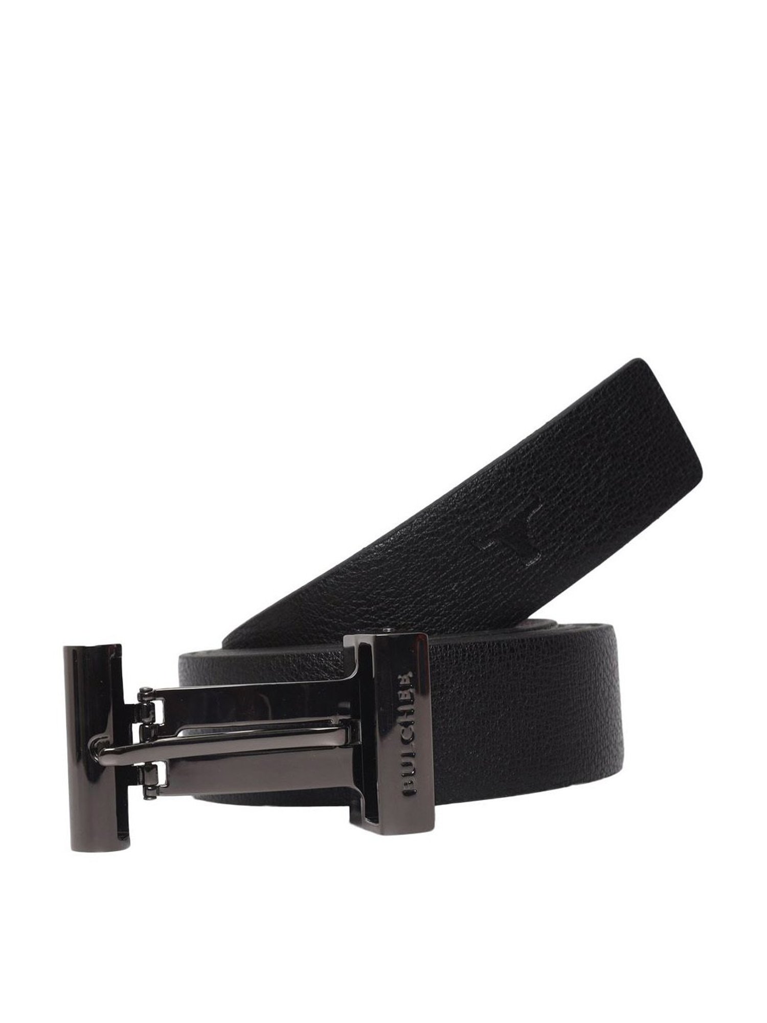 Bulchee Black & Brown Leather Solid Reversible Belt