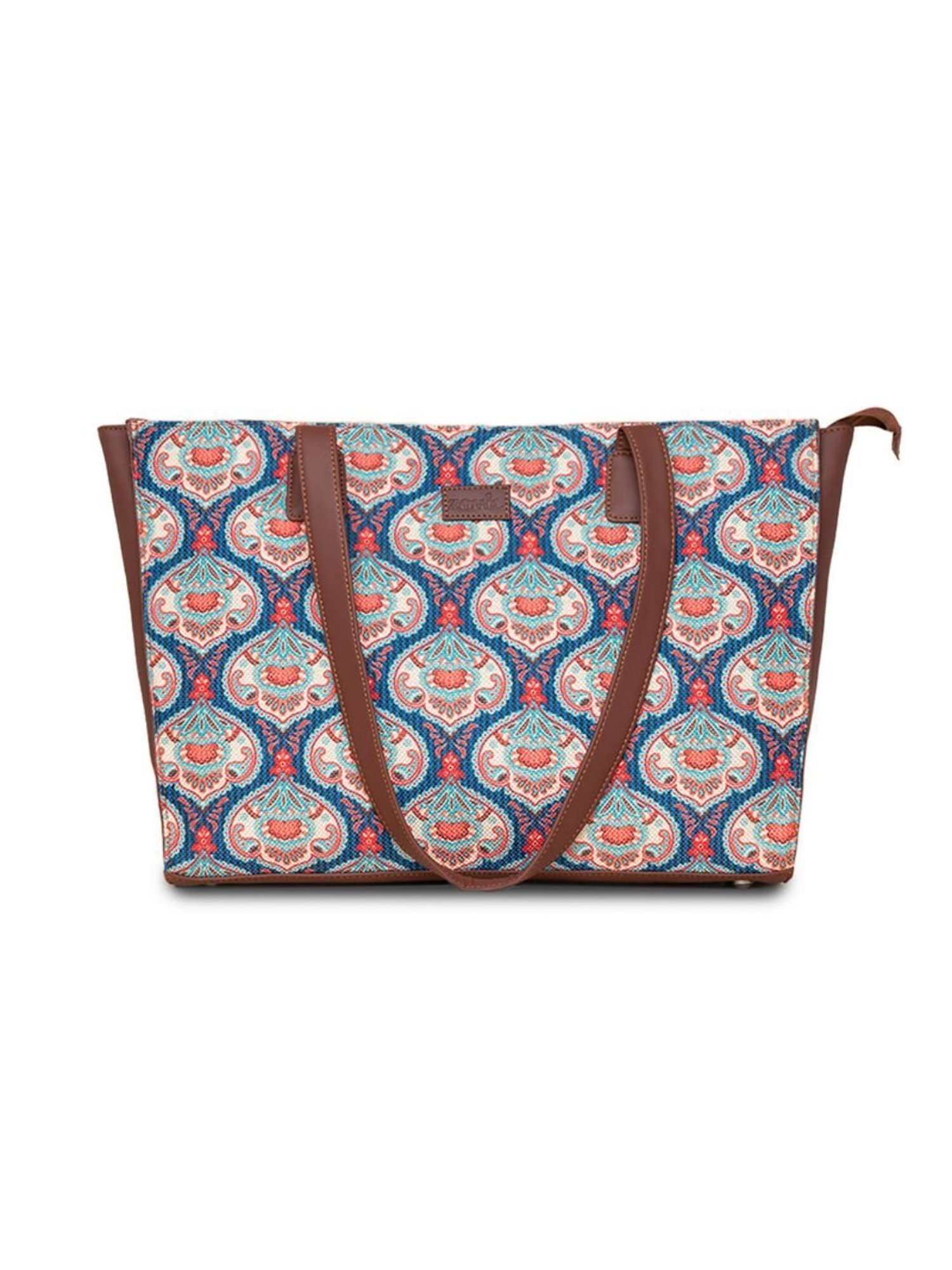 ZOUK Blue Printed Large Tote Bag