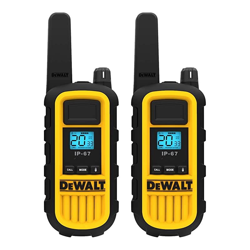 DXFRS800 2 Watt Heavy Duty Walkie Talkies Waterproof Shock Resistant Long Range Rechargeable TwoWay Radio with VOX 2 Pack