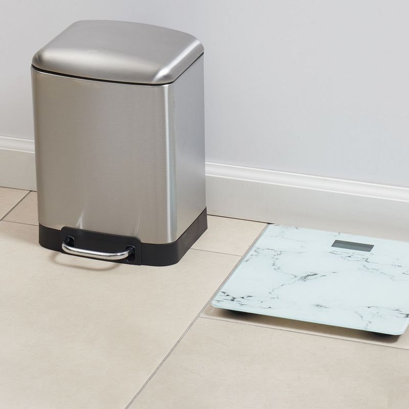 Michael Graves Design Soft Close 6 Liter Step On Stainless Steel Waste Bin, Silver