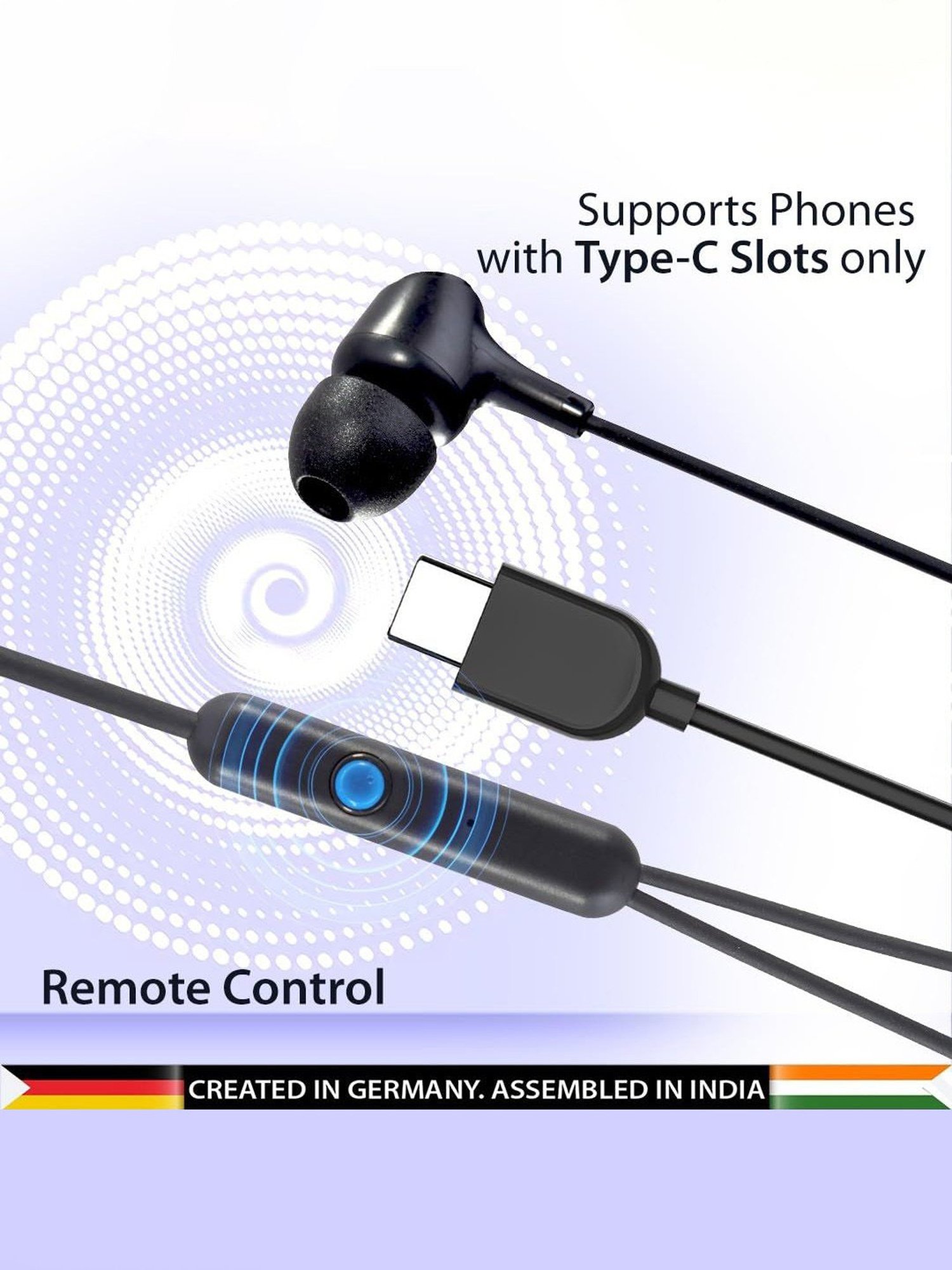 Blaupunkt EM01 in-Ear Type C Wired Earphone with Mic & Noise Isolation (Black)