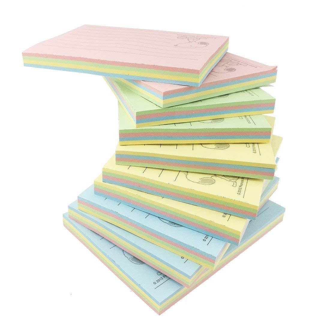 Peanuts Character Snoopy Colorful Sticky Notes,3.95 in x 2.95 in, 10 Pads/Pack, 80 Sheets/Pad(Rectangle, 10 Pads)