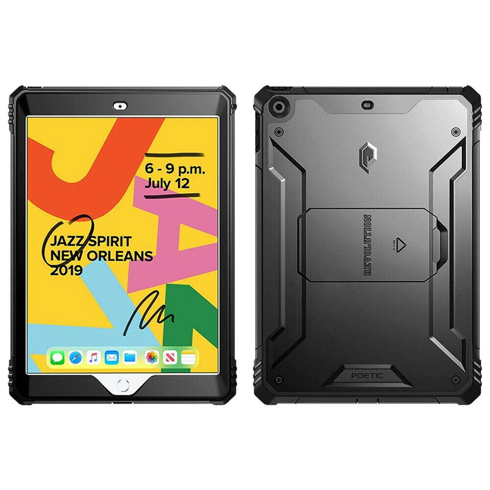 iPad 10.2-inch Tablet Case,Poetic Rugged Protective Cover w/Kick-stand Black