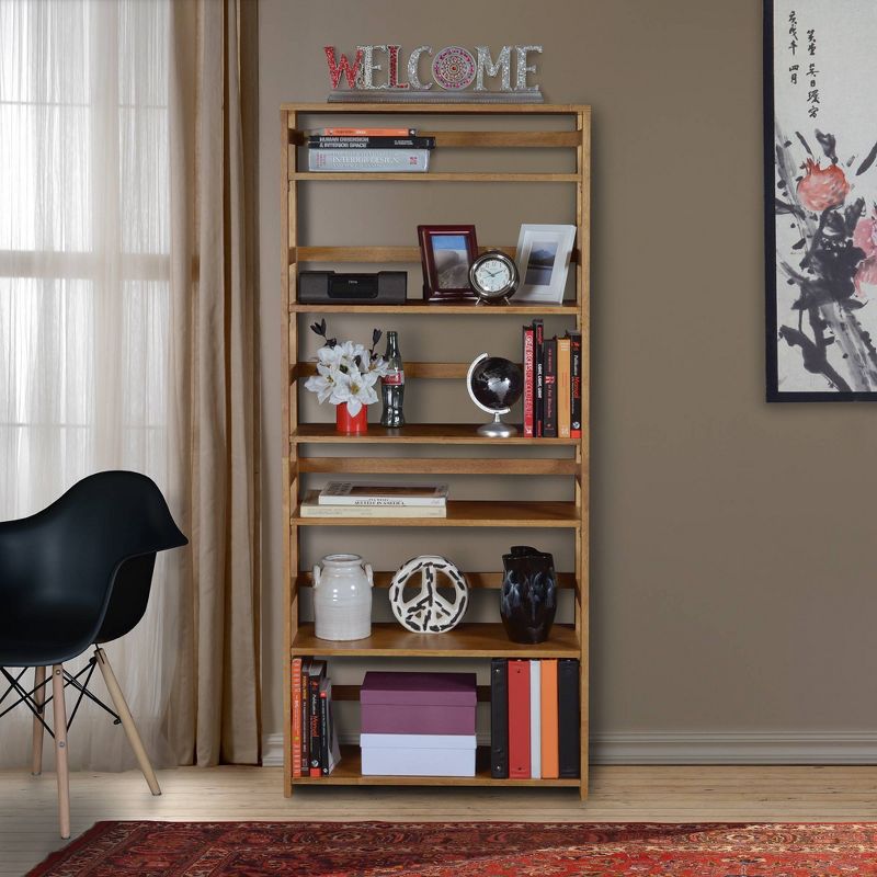 67" Cakewalk High Folding Bookcase Medium Oak - Regency