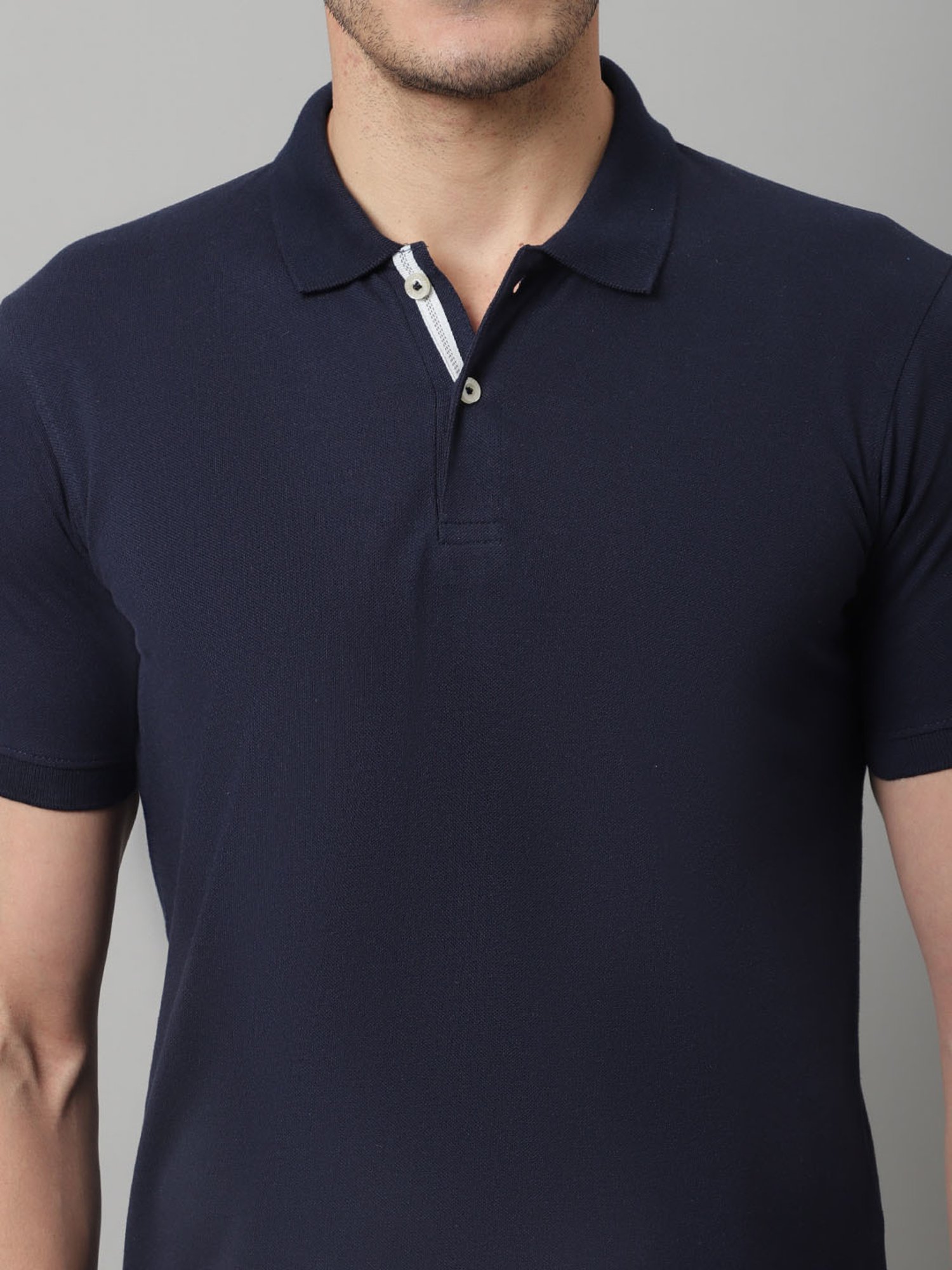 Cantabil Navy Regular Fit Polo T-Shirt