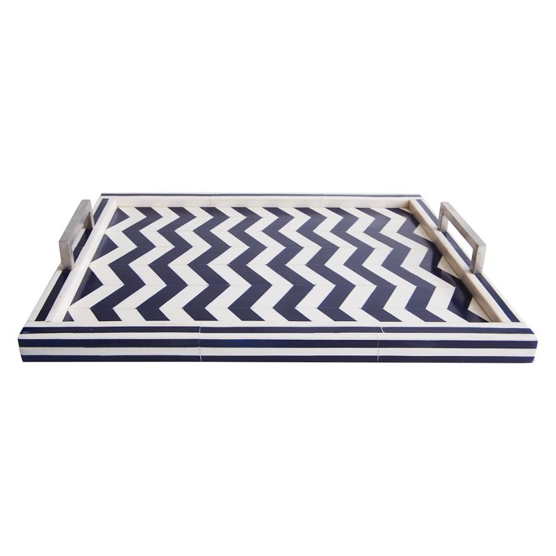Liv Navy/White Rectangle Bone Tray - Go Home