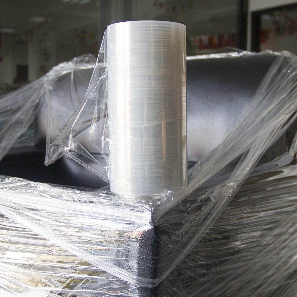 Jack&Sunny Stretch Wrap 9''x 1000 Ft 80 Gauge with 1 Pair of Plastic Hand Saver for Moving Shipping Packing Depot&Storage Industrial Hand Stretch wrap Film Clear (Clear with Hand Saver, 1-roll)