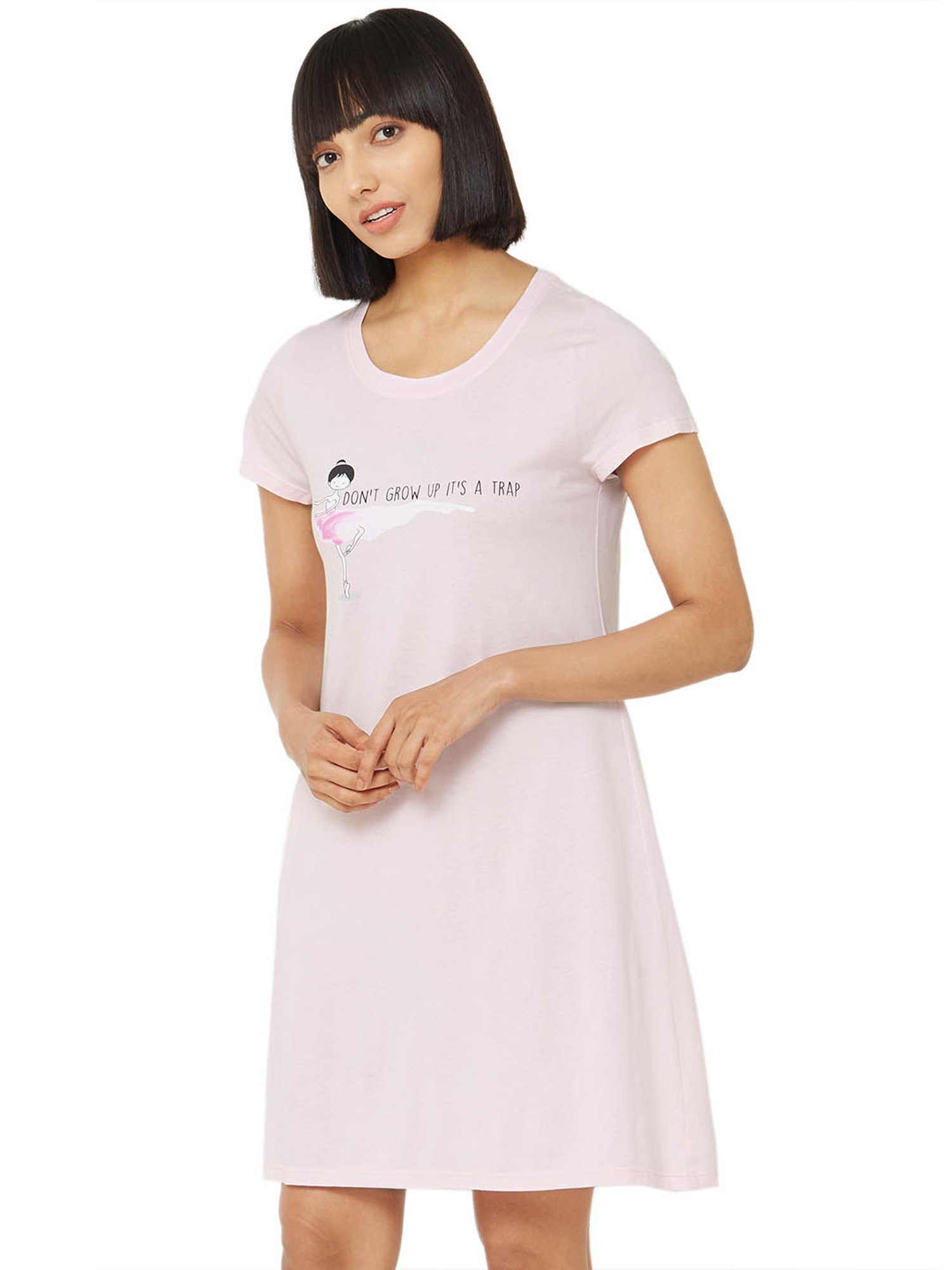 Soie Pink Printed Sleep Shirt