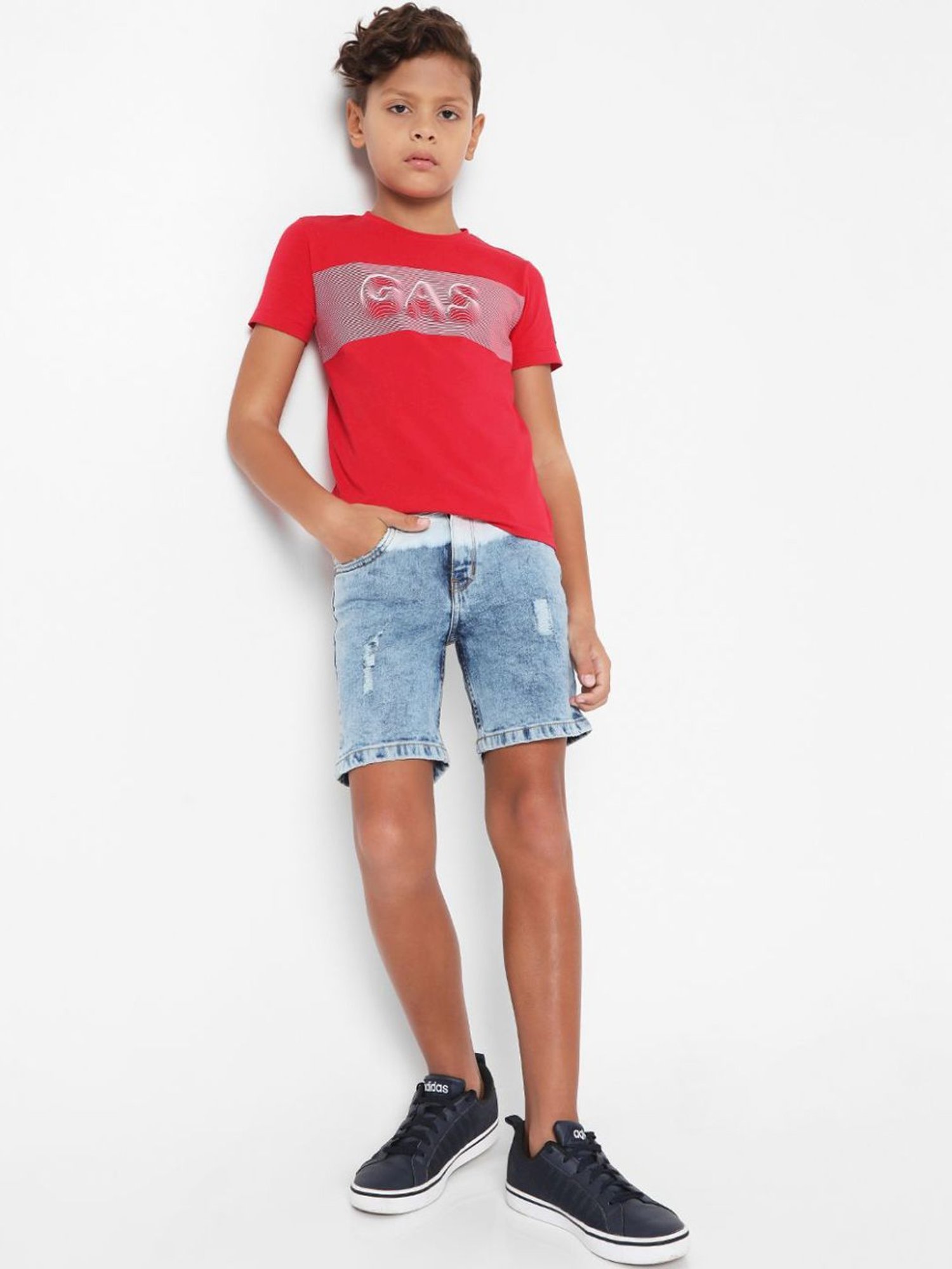 Gas Kids Blue Color Block Shorts