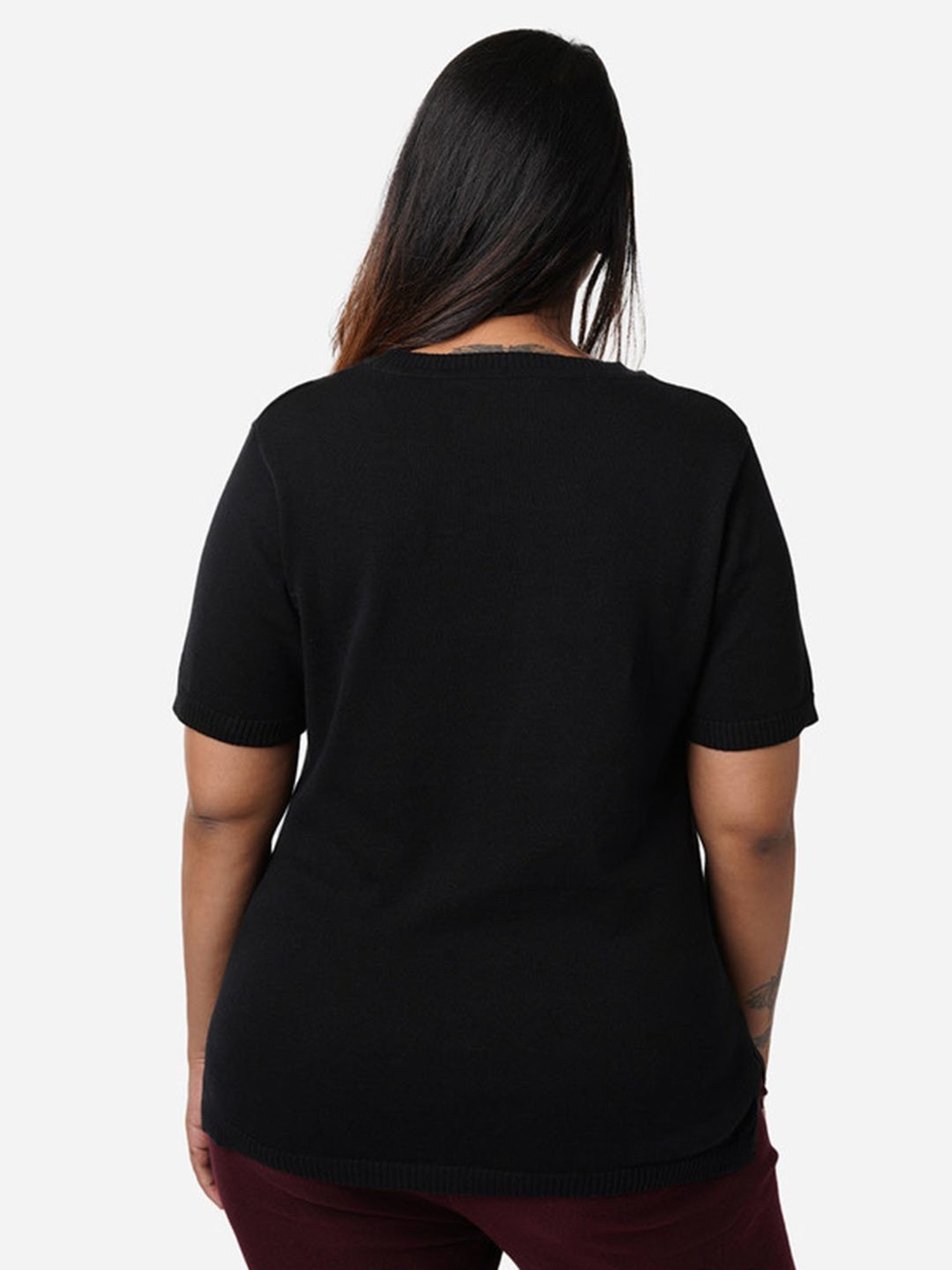 BlissClub Black At-Ease Cotton Knit Top