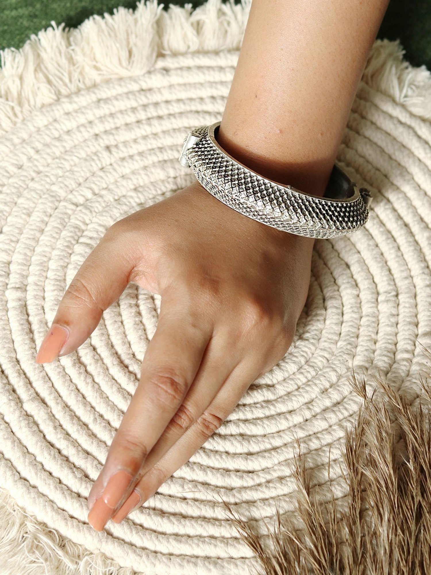 Teejh Arnavi Silver Oxidized Bangle