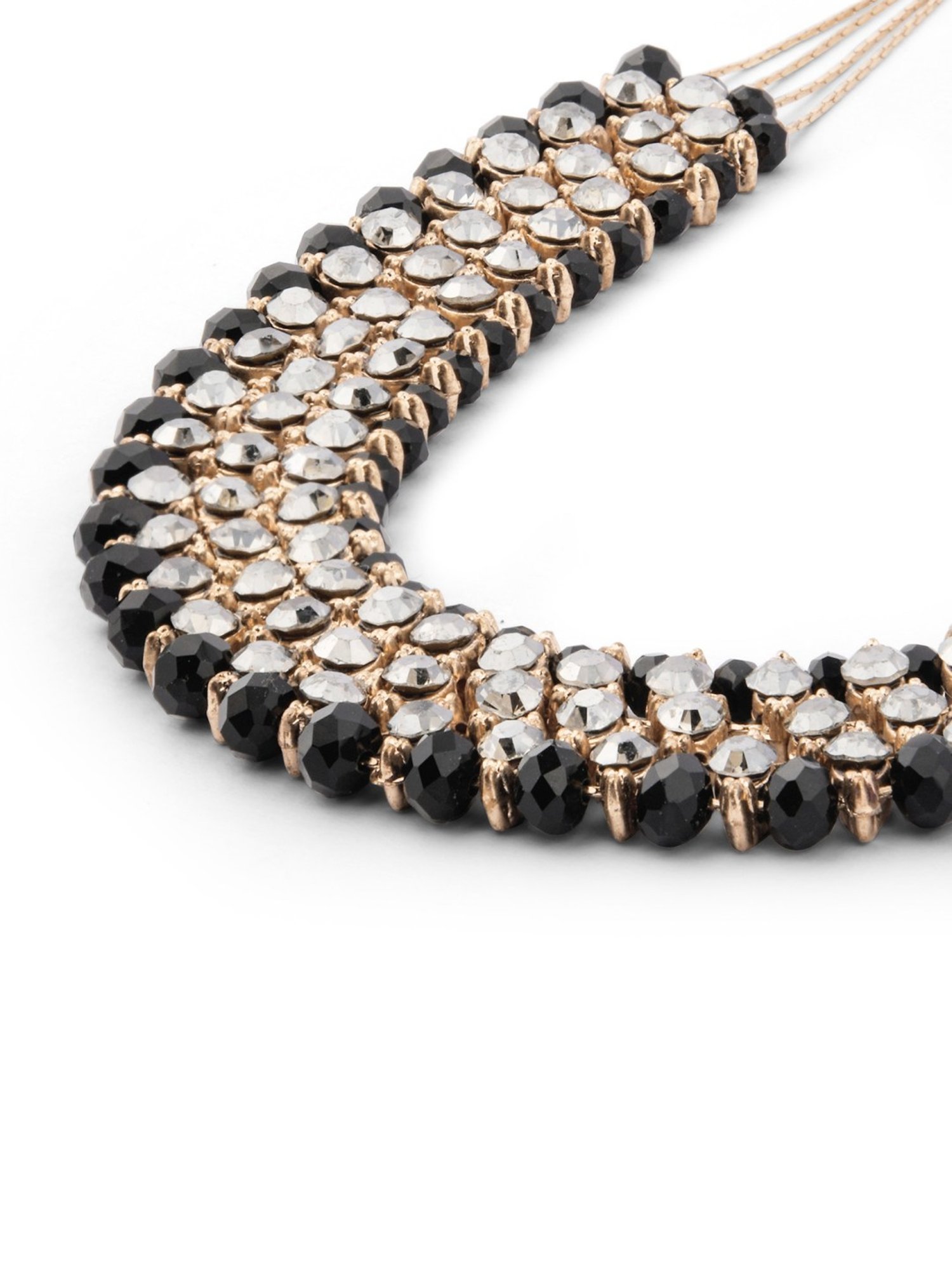 Accessorize London Women's Black Sparkly Multirow Collar Necklace