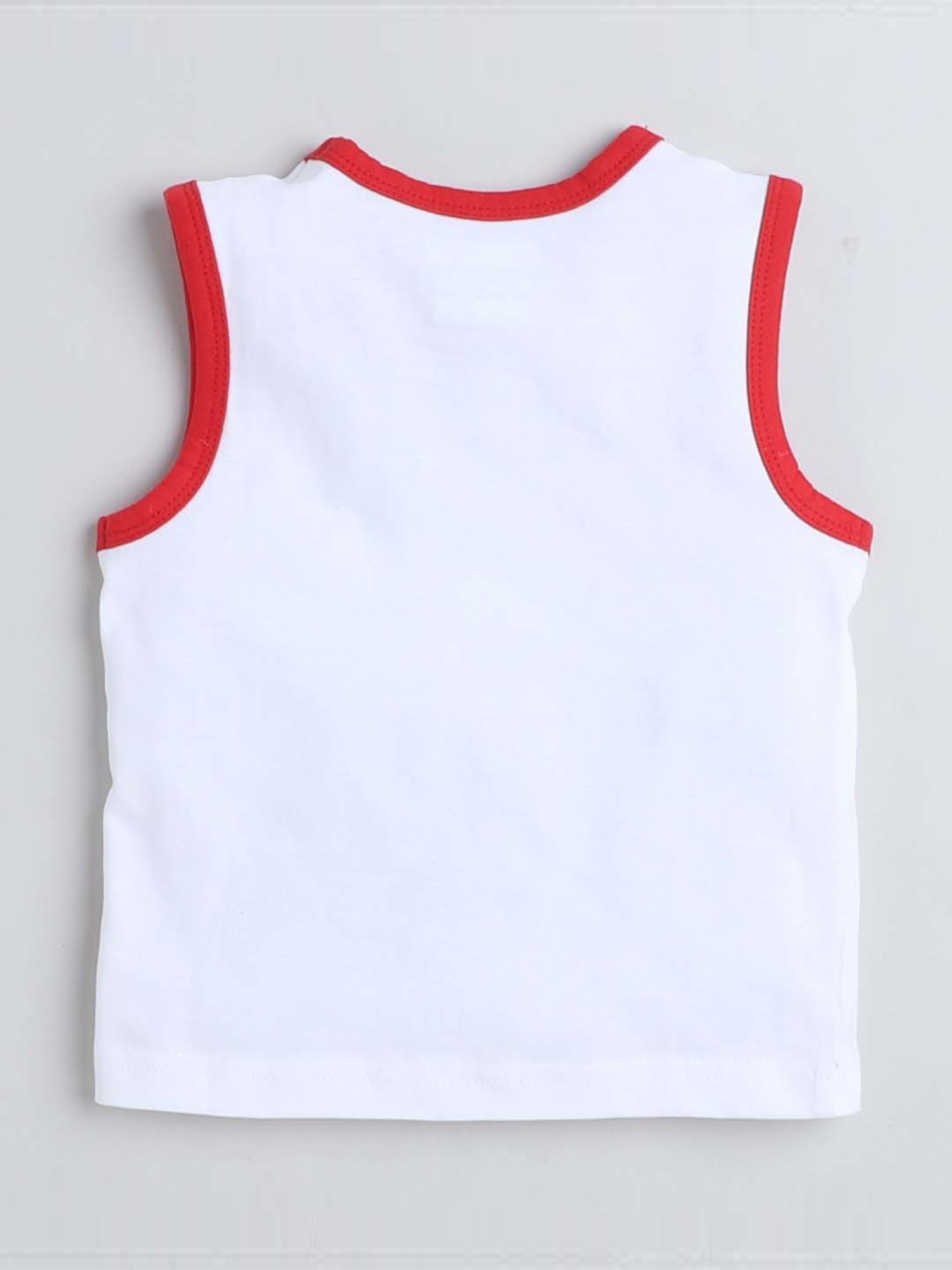 Bumzee Kids White & Red Cotton Printed T-Shirt Set