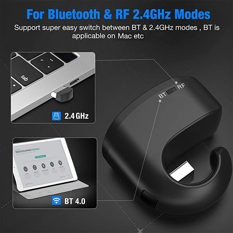 for Bluetooth Presentation Remote Powerpint Clicker RF 24 GHz Dual Modes USB Wireless Presenter Presentation Clicker Slide Advancer for MacKeynotePCPPT
