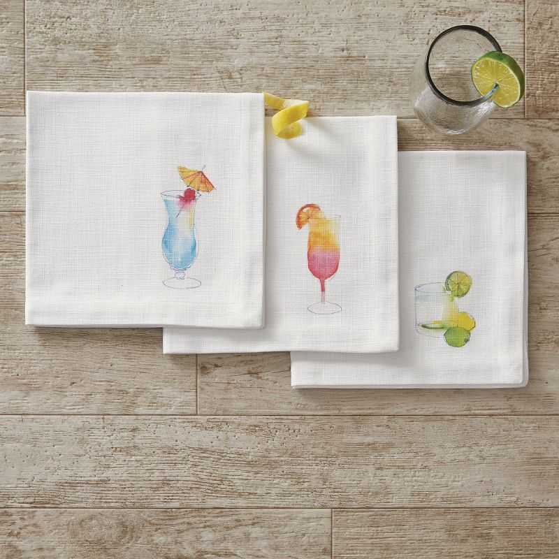 Split P Tropical Sunrise Drink Napkin Set - White