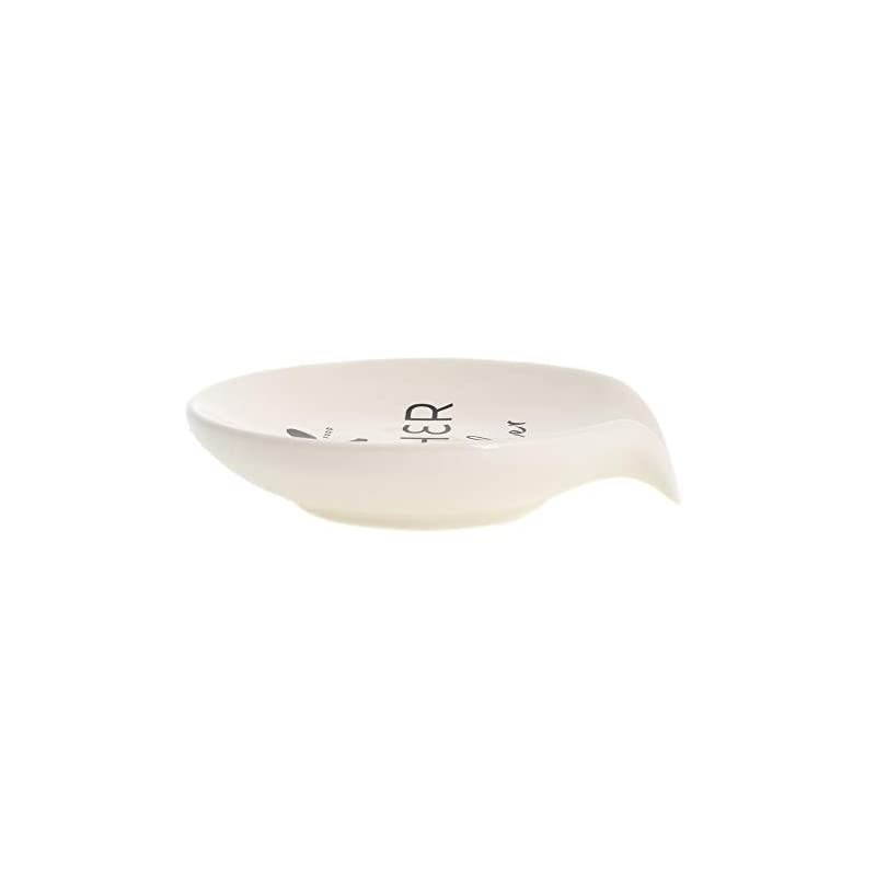 Gather Together Good Food 4.5 x 4 Glossy White Ceramic Stoneware Kitchen Spoon Rest