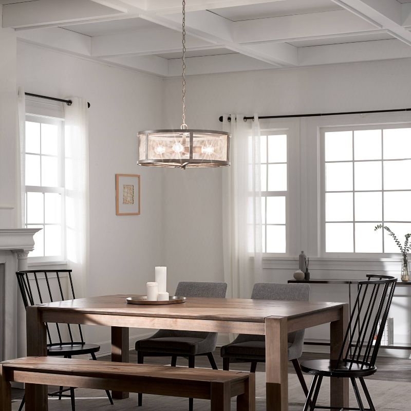 18" Metal Dixsie Caged Farmhouse Chandelier Woodgrain - River of Goods